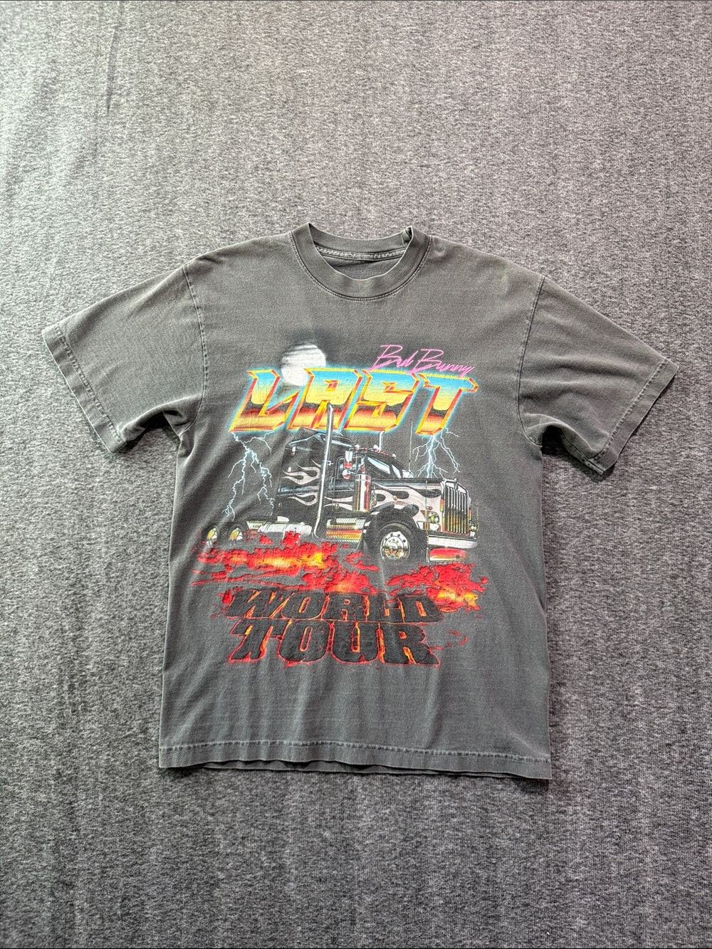 Bad Bunny "Last Tour" Graphic Tee - Black with Neon Print‎